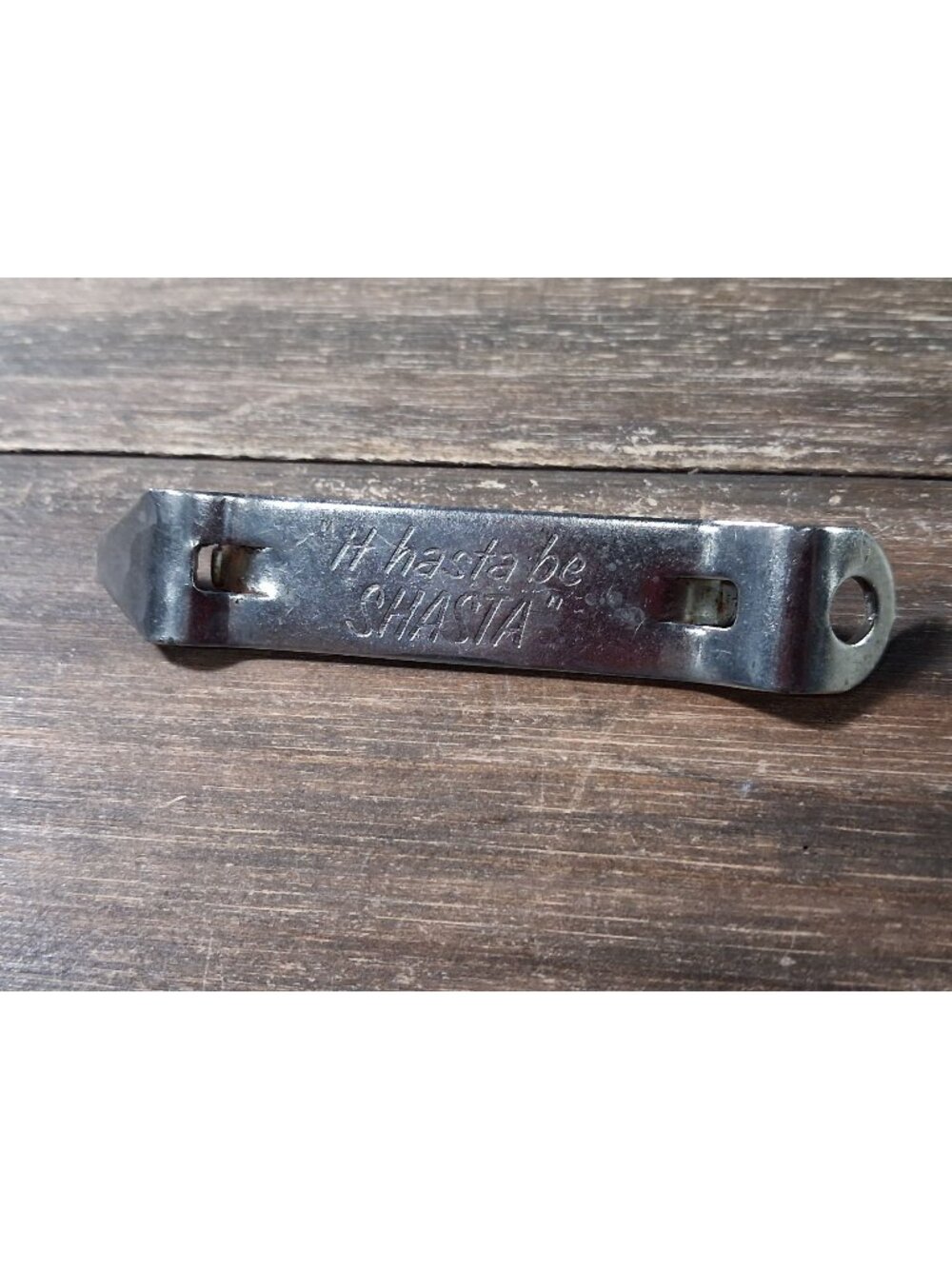 Hasta Be Shasta Iconic Vintage Soft Drink Church Key Bottle Opener Silver Tone